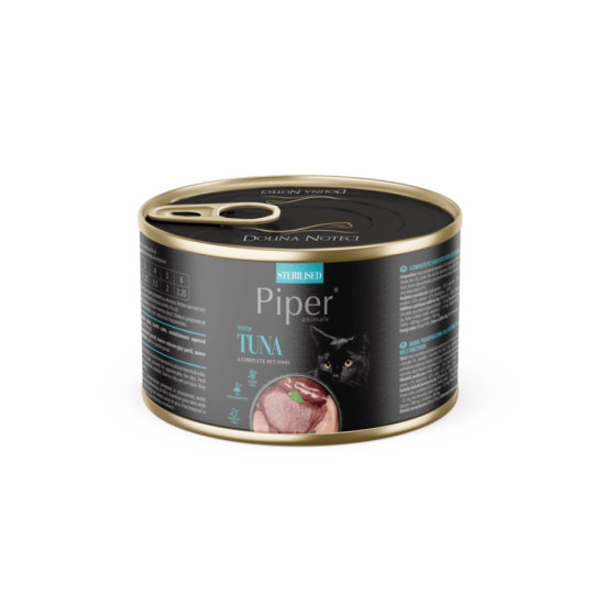 PIPER Cat Sterilised cu Carne de Ton – hrană umedă completă pentru pisici adulte sterilizate, conservă 185 g
